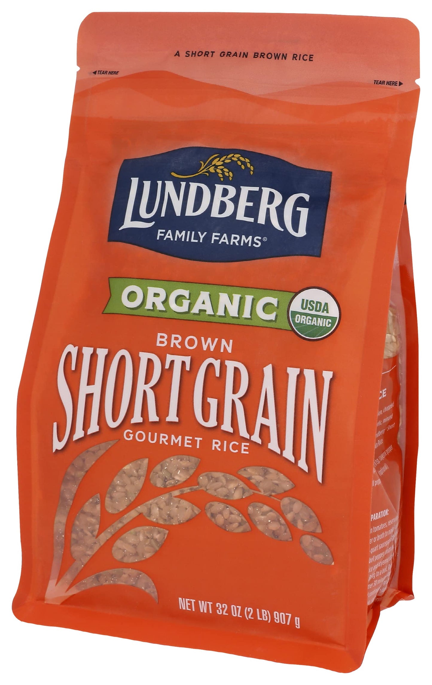 Lundberg Family Farms - Organic Brown Short Grain Rice, Subtle Nutty Aroma, Clings When Cooked, 100% Whole Grain, High Fiber, Pa