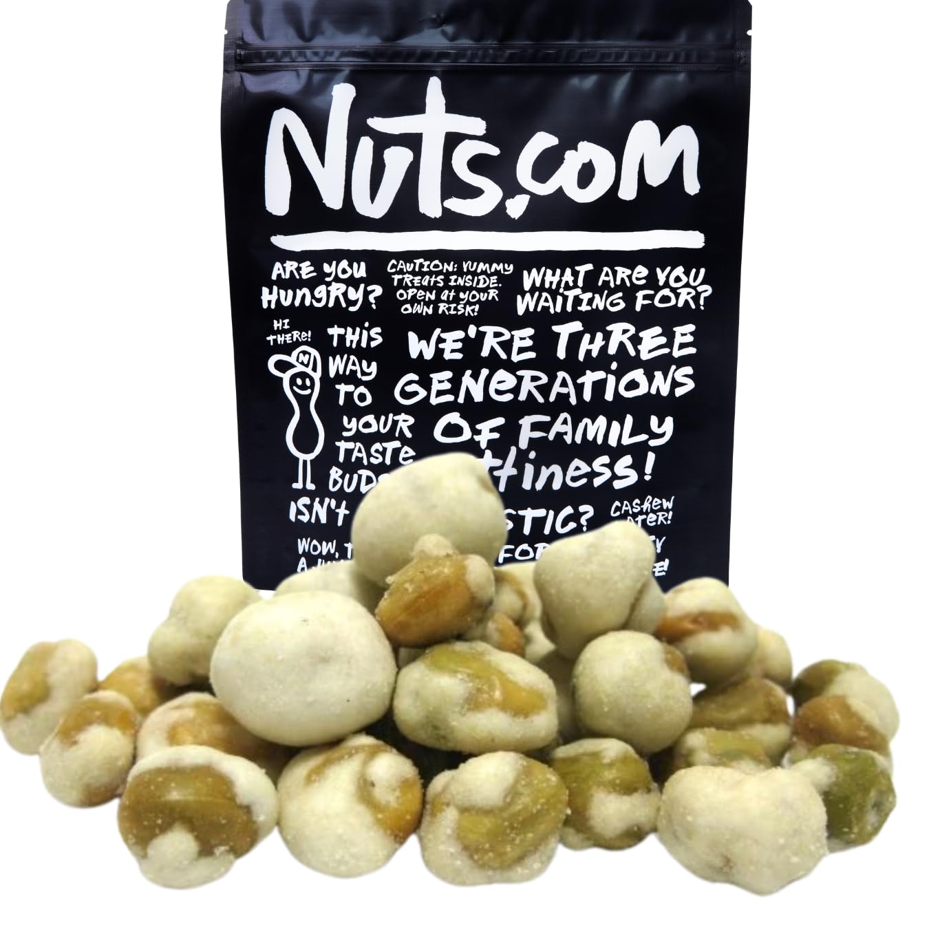 Nuts.com Hot Wasabi Peas - Sweet & Spicy Crunchy Snack - 48 Ounce Resealable Bag