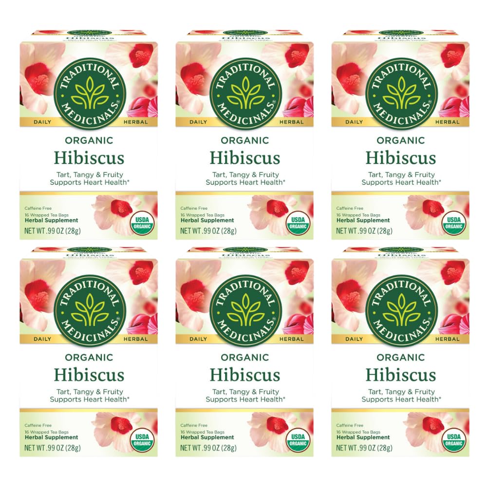 Traditional Medicinals Organic Hibiscus Herbal Tea - 16 bags per pack - 6 packs per case.