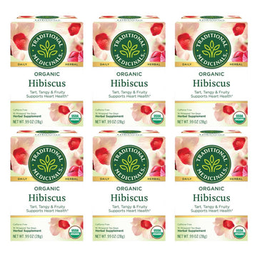 Traditional Medicinals Organic Hibiscus Herbal Tea - 16 bags per pack - 6 packs per case.