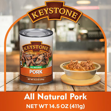 Keystone Meats All Natural Heat And Serve Canned Pork 14.5 Oz Fully Cooked Shelf Stable Canned Meat Emergency Survival Meals Can