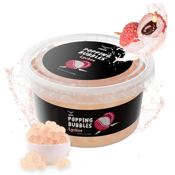 Lychee Popping Boba Pearls, Premium Boba Popping Pearls With Real Fruit Juice Bursting Boba Pearls Popping Bubbles Instant Tapio