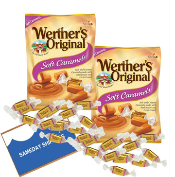 WERTHERS ORIGINAL | SOFT CARAMELS Candies | 2 Pack, 2.22-oz. Bags, SameDay Shipping offers Free Pen