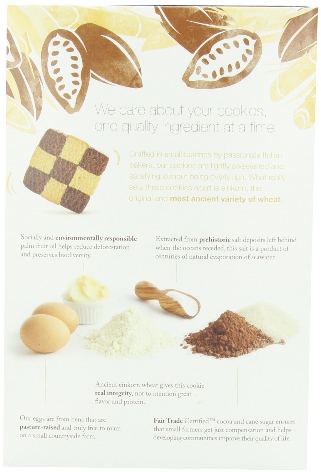 Jovial Organic Einkorn Checkerboard Cookies - Organic Cookies, High Protein, Fair Trade Certified, All Natural Ingredients, Low Carb, Low Sugar, Palm Done Right - 8.8 Oz, 6 Pack