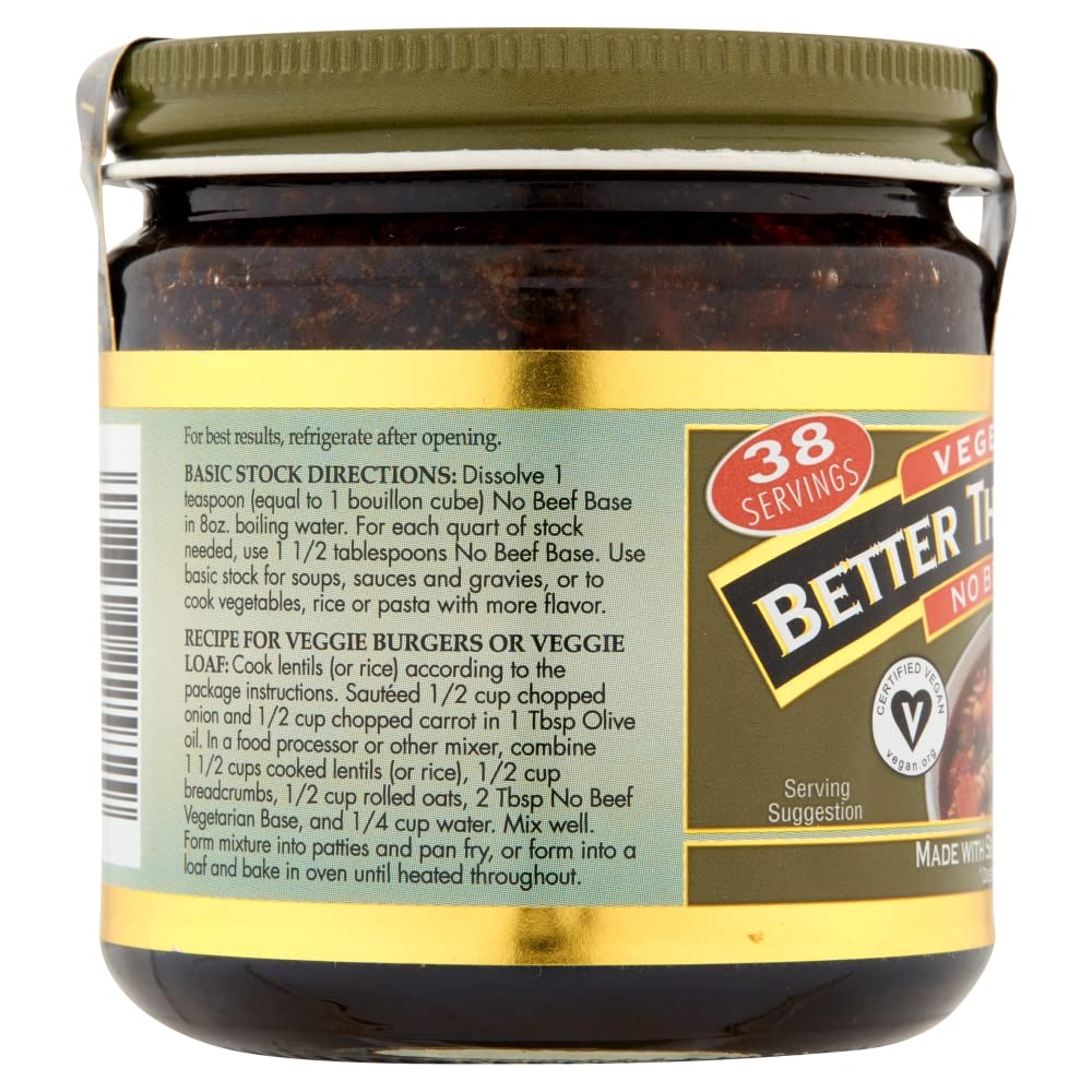 Better Than Bouillon Vegetarian No Beef Base, Certified Vegan, 8 Ounce (Pack of 4)