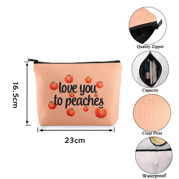 Vamsii Peach Makeup Bag Love You To Peaches Funny Peach Gift Bags Peach Themed Gifts Fruit Pun Gifts Peach Lover Gifts (Love You