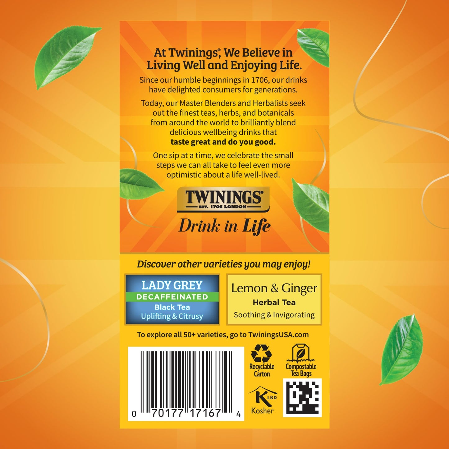 Twinings Decaffeinated Earl Grey Black Tea Individually Wrapped Bags, 20 Count (Pack Of 6), Flavoured With Citrus And Bergamot, Enjoy Hot Or Iced | Packaging May Vary