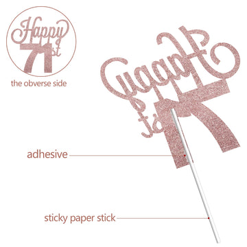 Lingteer Happy 71St Birthday Cake Topper - Cheers To 71St Birthday 71 Years Old Birthday Party Cake Decorations Sign.