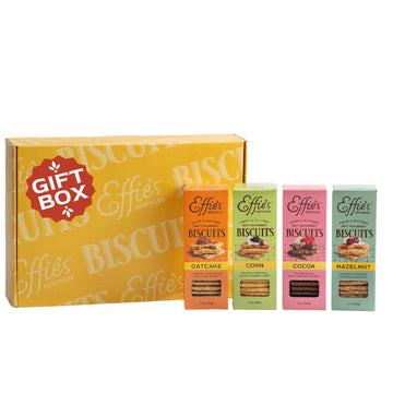Effies Homemade Biscuits - Gift Box Sampler - Oatcakes, Cocoa, Corn, Hazelnut - 4 Pack
