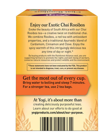 Yogi Tea Chai Rooibos Herbal Tea, 16 Count, Yellow, Model 0076950415331