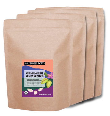 Wilderness Poets, Organic Blanched Almonds - Whole California-Grown Almond Nuts With No Skins - 5 Pound (Pack Of 4)