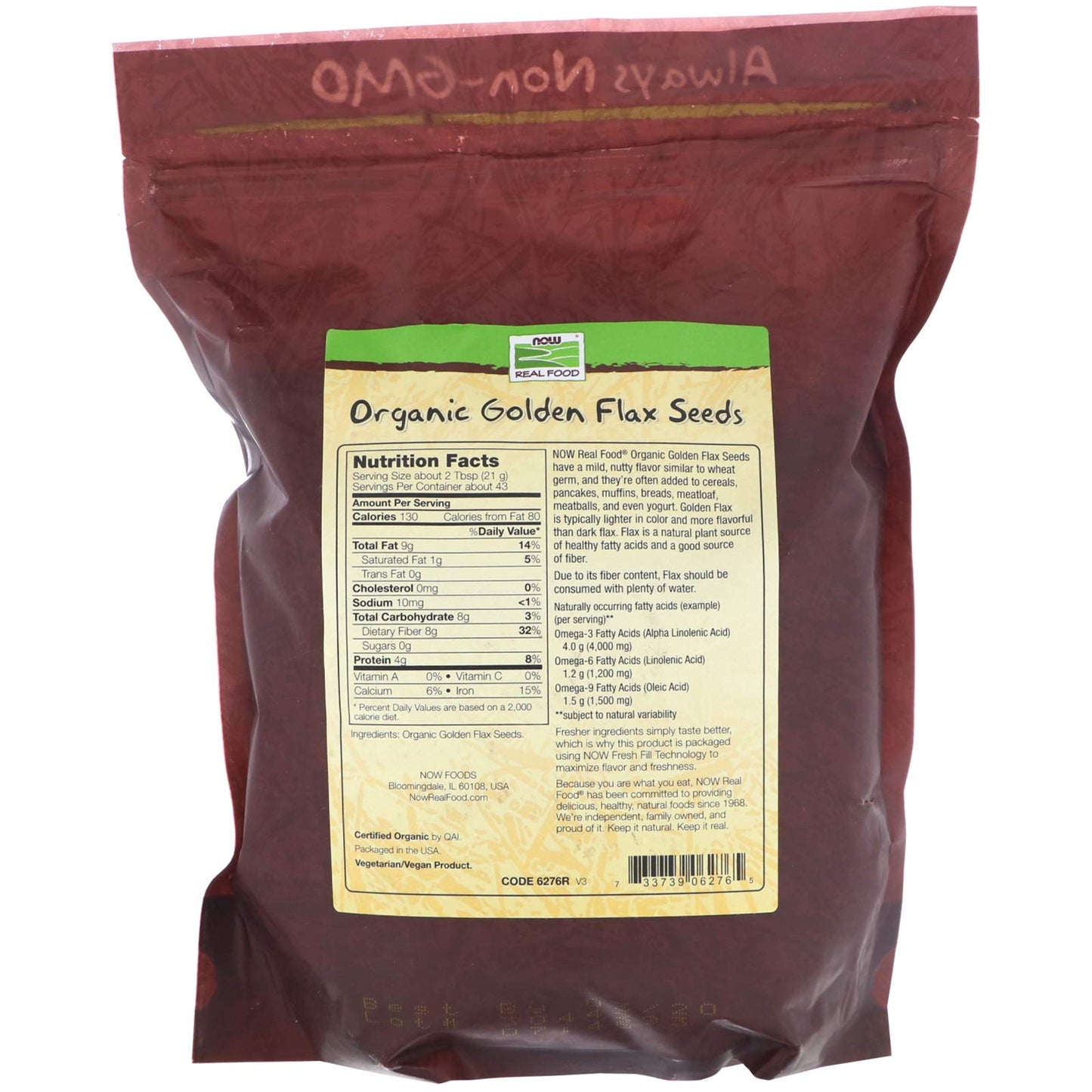 Now Foods Organic Golden Flax Seeds - 2 Lb