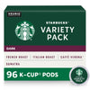 Starbucks K-Cup Coffee Pods-Dark Roast Coffee-Variety Pack-100% Arabica-1 Box (96 Pods)