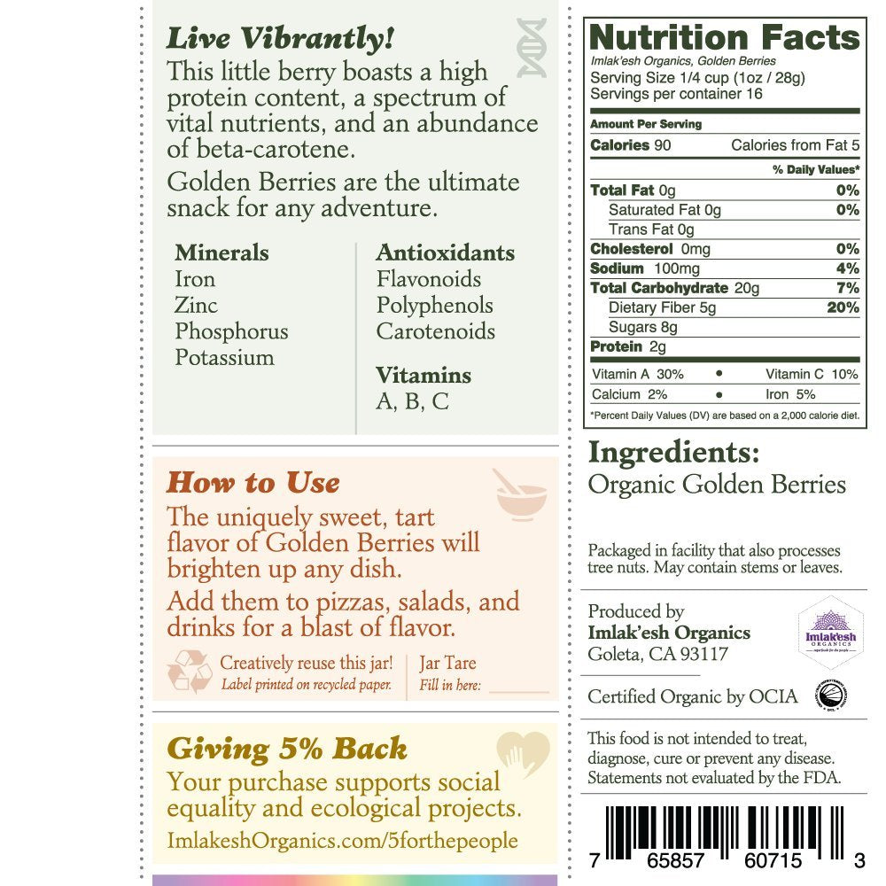 Imlakesh Organics - Organic Golden Berries - Superfruit Berries with Antioxidants and Vitamin C - Healthy Vegan Snacks with No A