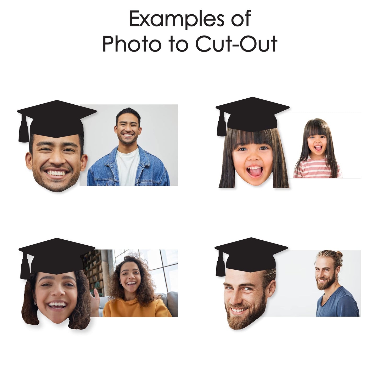 Big Dot of Happiness Graduation Cap Photo Cutout Cupcake Toppers - 24 Count, Multicolored, Plastic, Model BD3016dt-custom