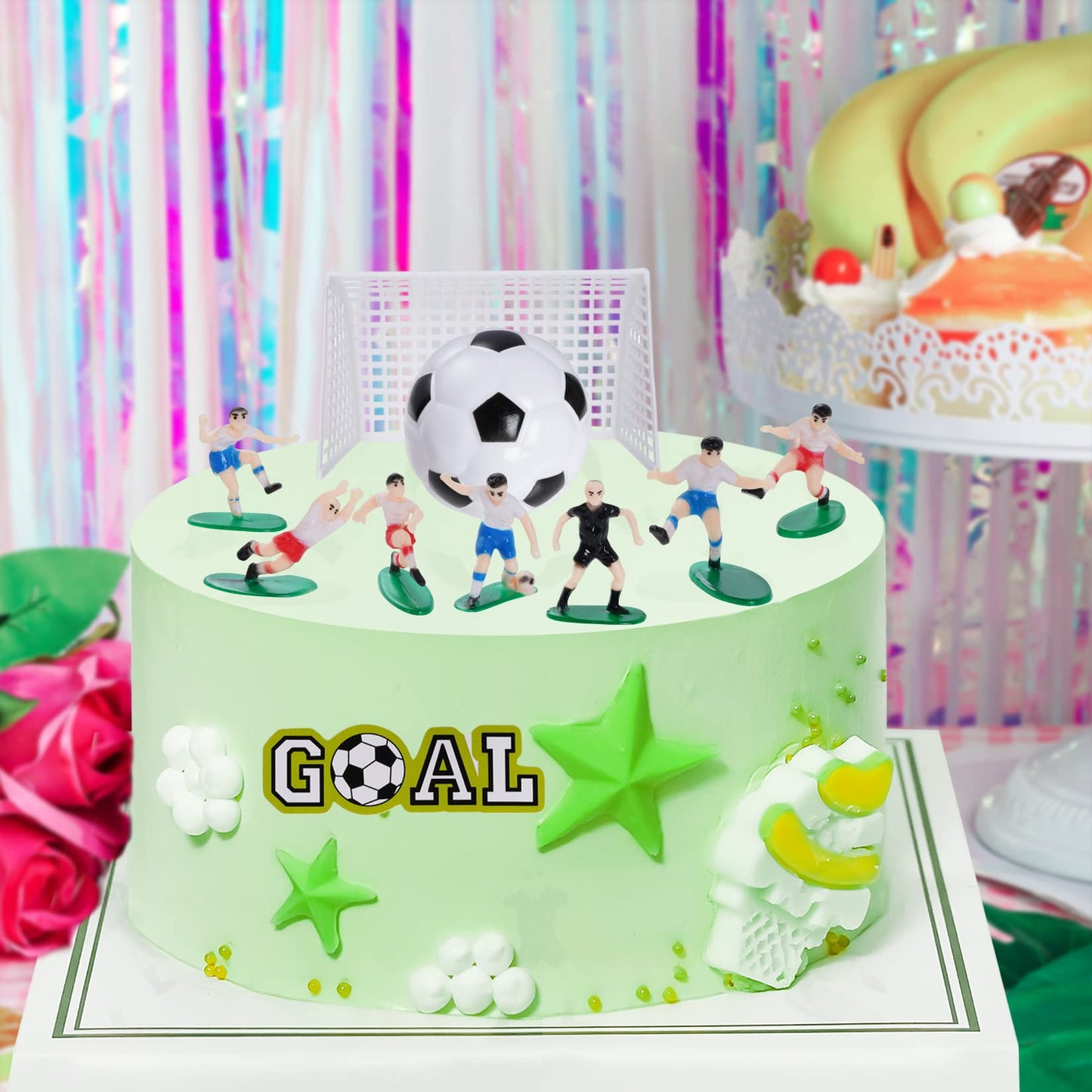 Soccer Cake Topper Decoration, Soccer Ball Soccer Player Cupcake Topper For Soccer Theme Birthday Party Sport Party For Boys