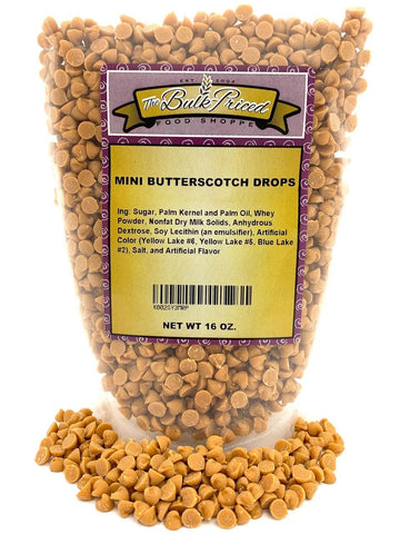 Mini Butterscotch Drops, Bulk Size, Baking Chips (1 lb. Resealable Zip Lock Stand Up Bag)