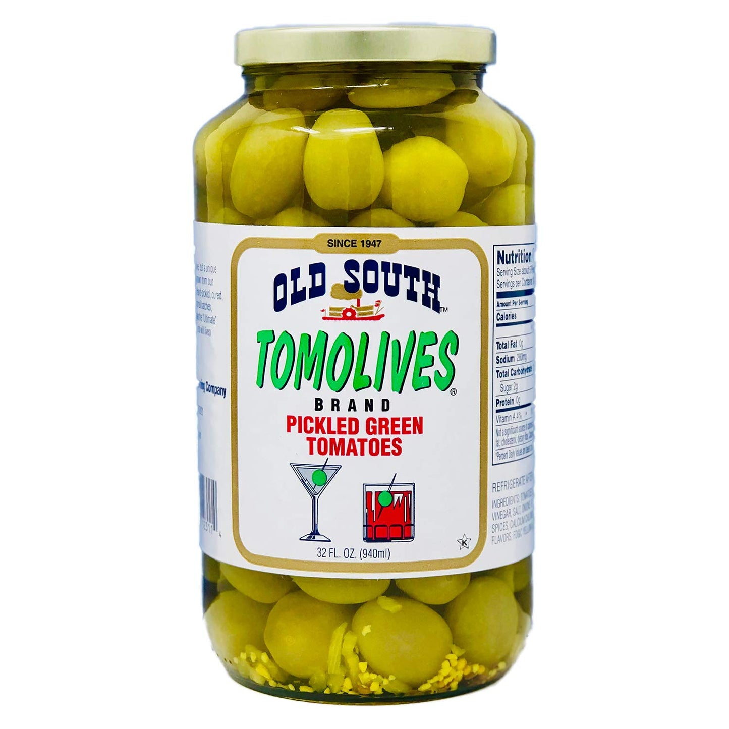 Old South Tomolives Pickled Green Tomatoes, 32 Fl Oz, Pack of 1