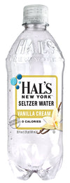 Hal's New York Seltzer Carbonated Vanilla Cream Flavored Sparkling Water, Zero Sugar, Zero Calorie, Zero Carbs, 20 Fl Oz (Pack o