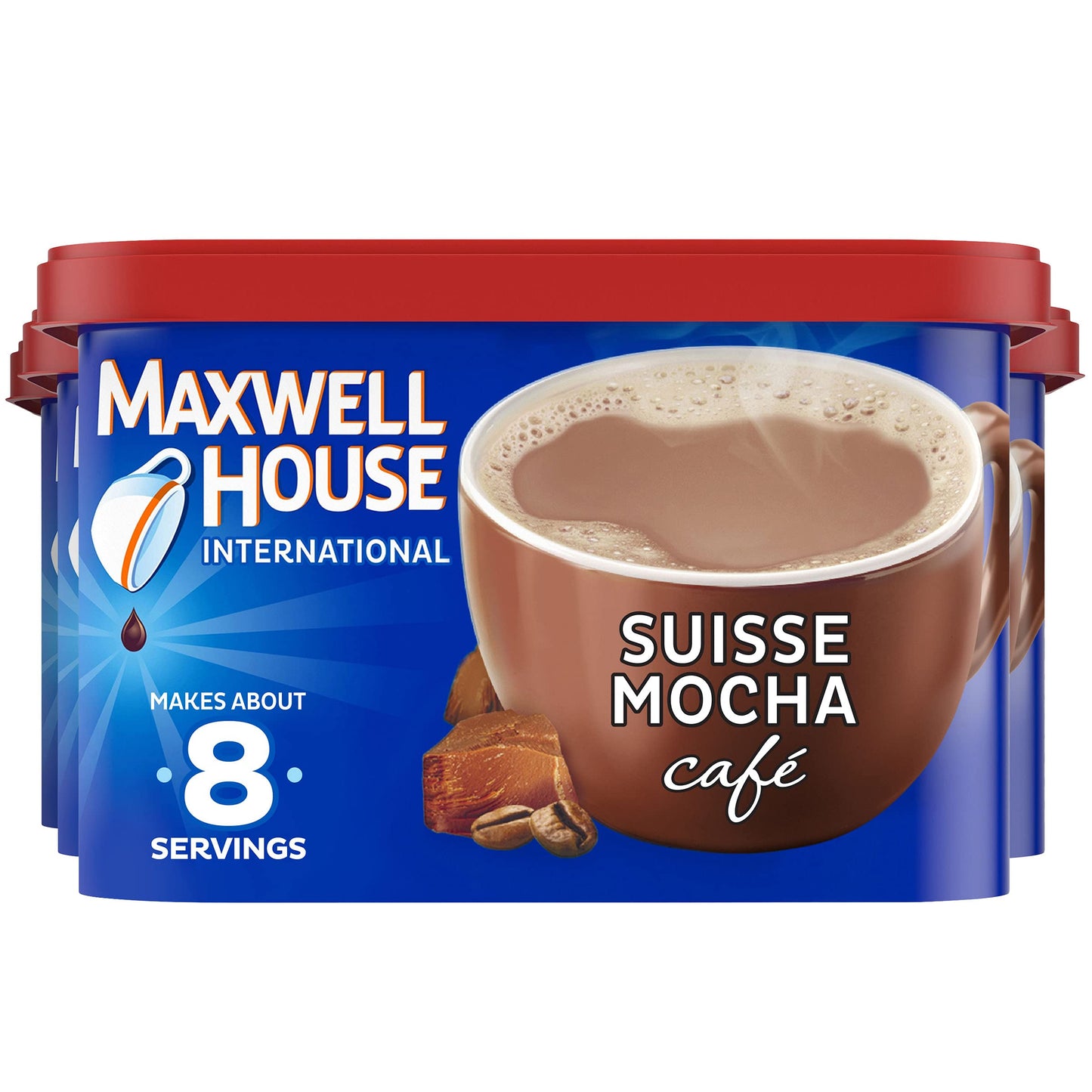 Maxwell House International Suisse Mocha Cafe Beverage Mix, Caffeinated, 7.2 Oz Can (Pack Of 4)