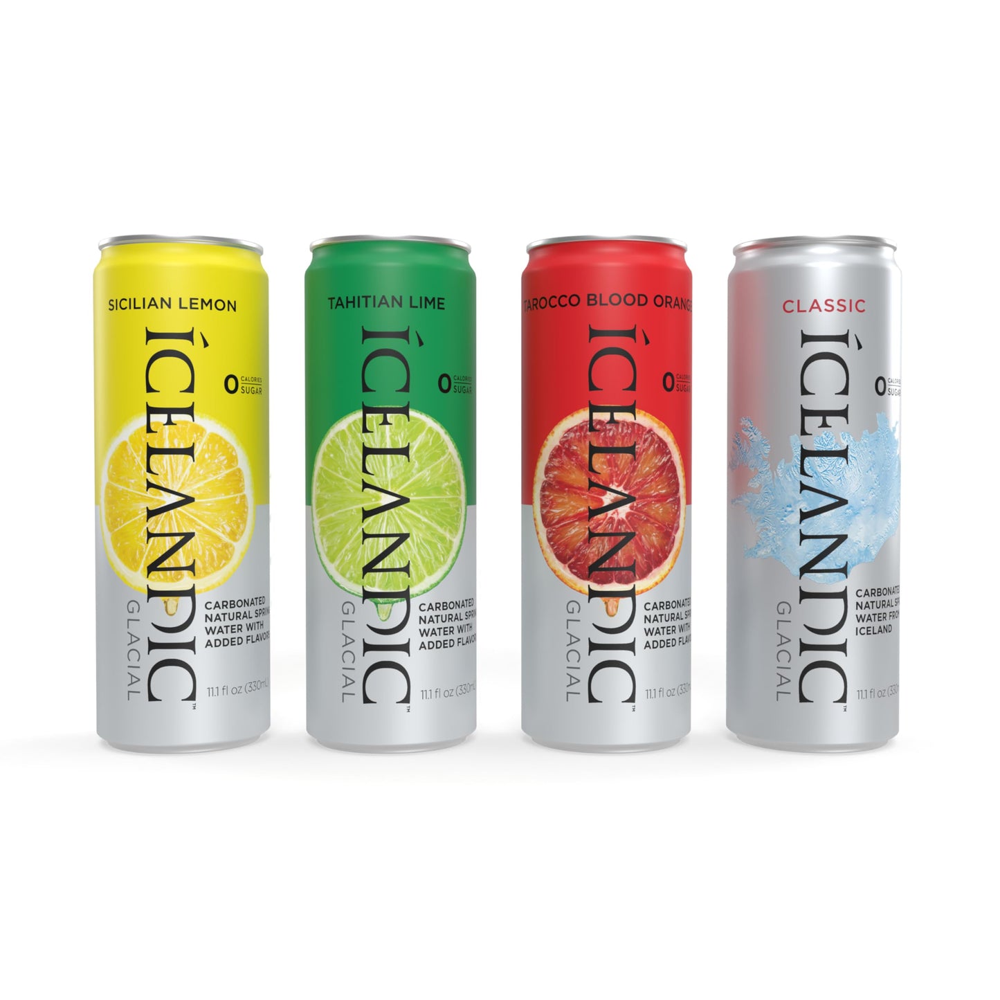 Icelandic Glacial Sparkling Water, Unflavored, 330 ml / 11.1 Fl Oz Cans, Pack of 10