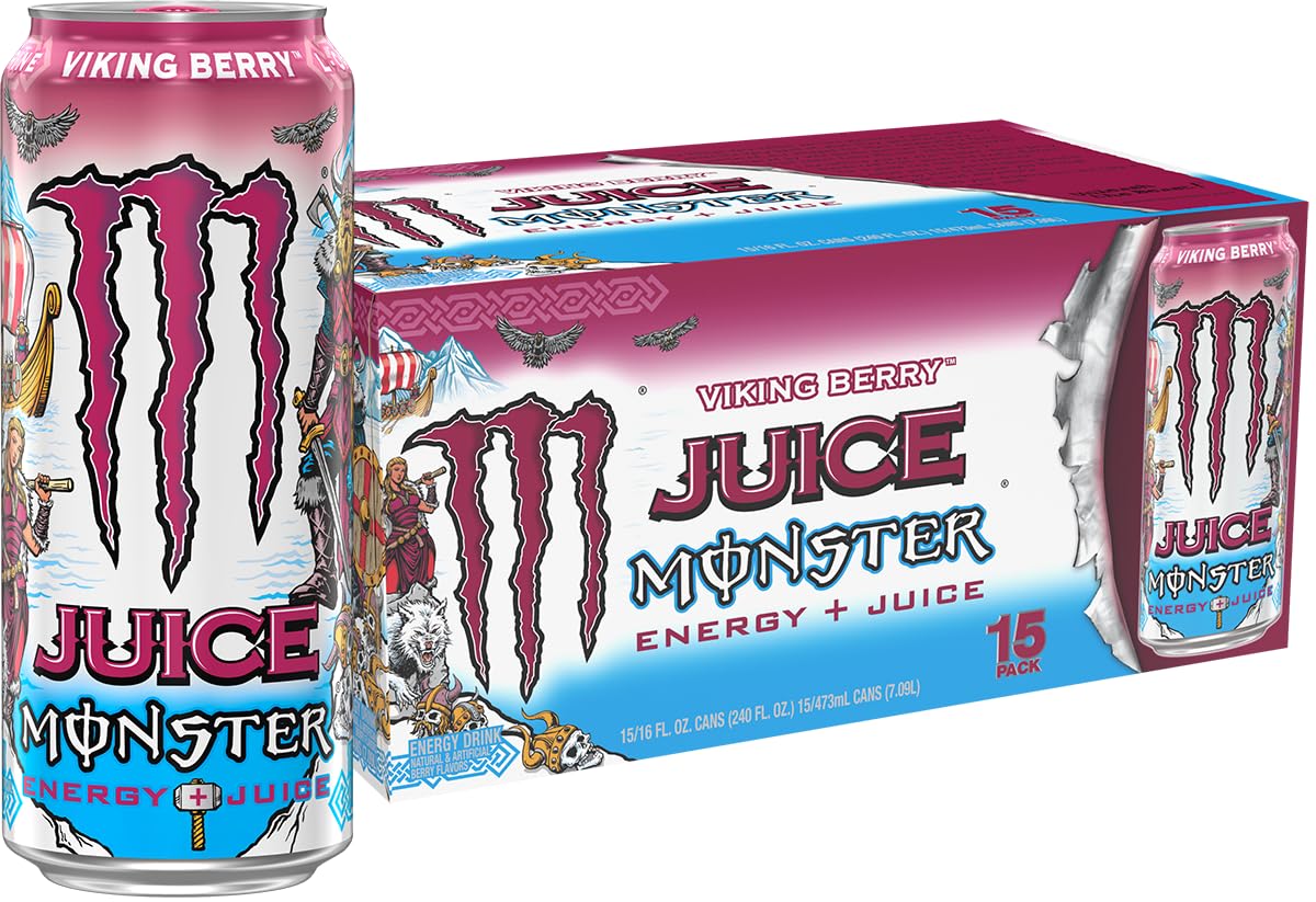 Monster Energy Juice Viking Berry Energy Drink, 16 Ounce, Pack of 15