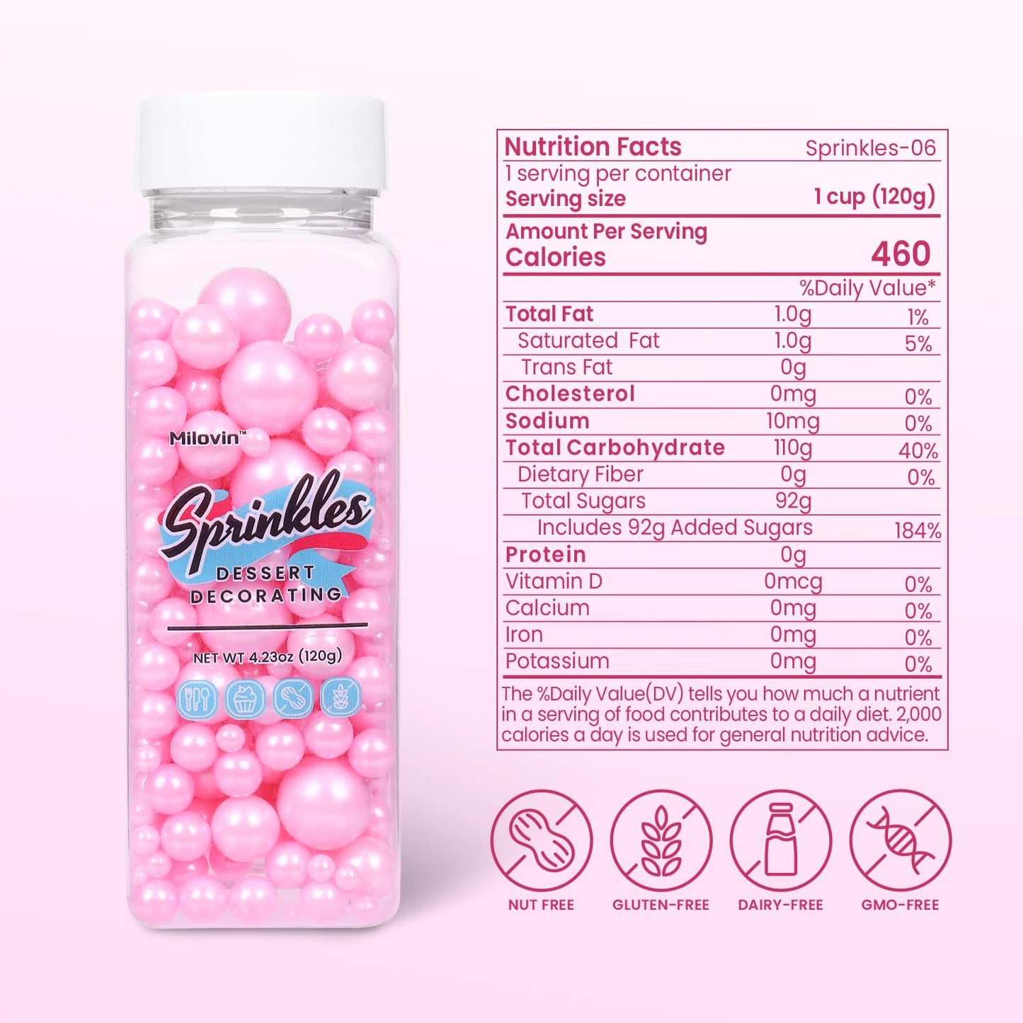 Edible Pearls For Cake Decorating, Pink Sprinkles, Pink Pearl Sprinkles For Cookies, Macaron, Cake, And Ice Cream Topping, Perfe
