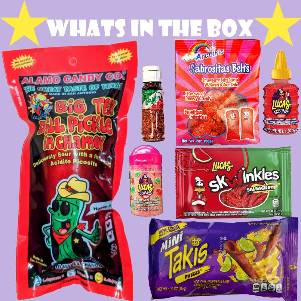 Patroclus Chamoy Pickle Kit with Takis & Popular Mexican Candies - 7 Piece Snack Pack, As Seen on TikTok Trend