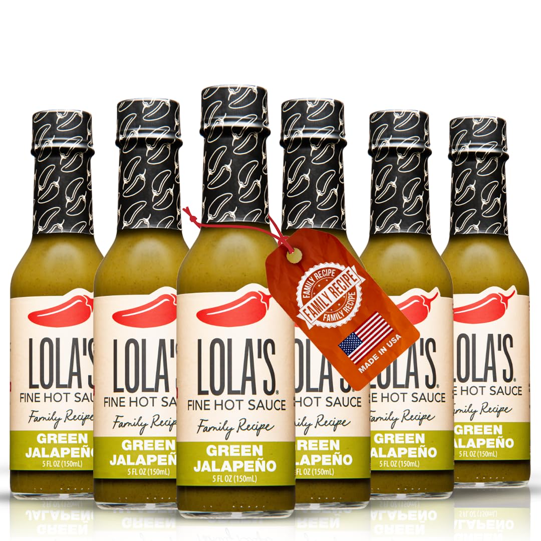 Lolas Fine Hot Sauce Green Jalapeño & Serrano, All-Natural, Keto, Gluten-Free, 5 Fl Oz (Pack of 6)