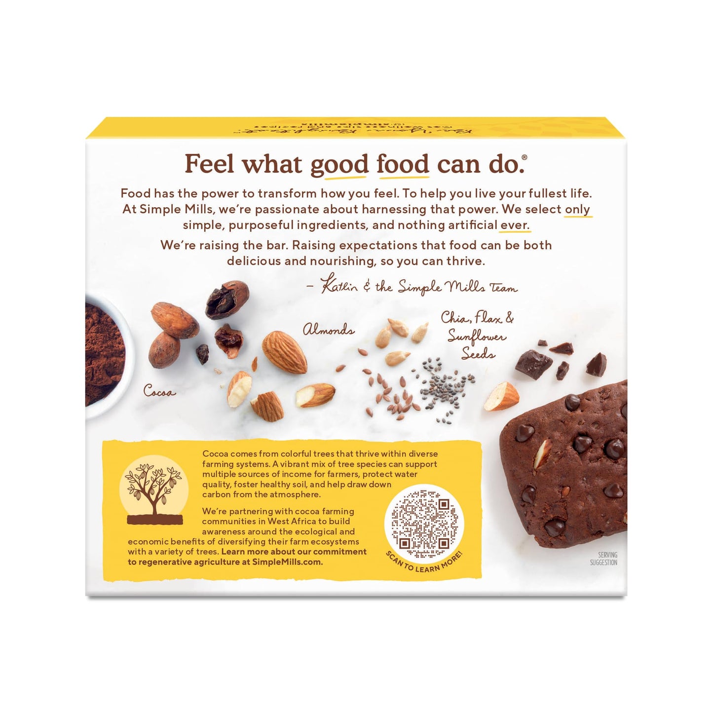 Simple Mills Soft Baked Almond Flour Bars, Chocolate Brownie, Nothing Artificial, Kosher, Grain Free, Gluten Free, 5.99 Ounce (P