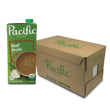 Pacific Foods Organic Beef Broth, 32 Oz Carton (12 Pack)