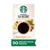 Starbucks Via Instant Coffee, Starbucks Blonde Roast Coffee, Veranda Blend, 100% Arabica, 1 Box (50 Packets)