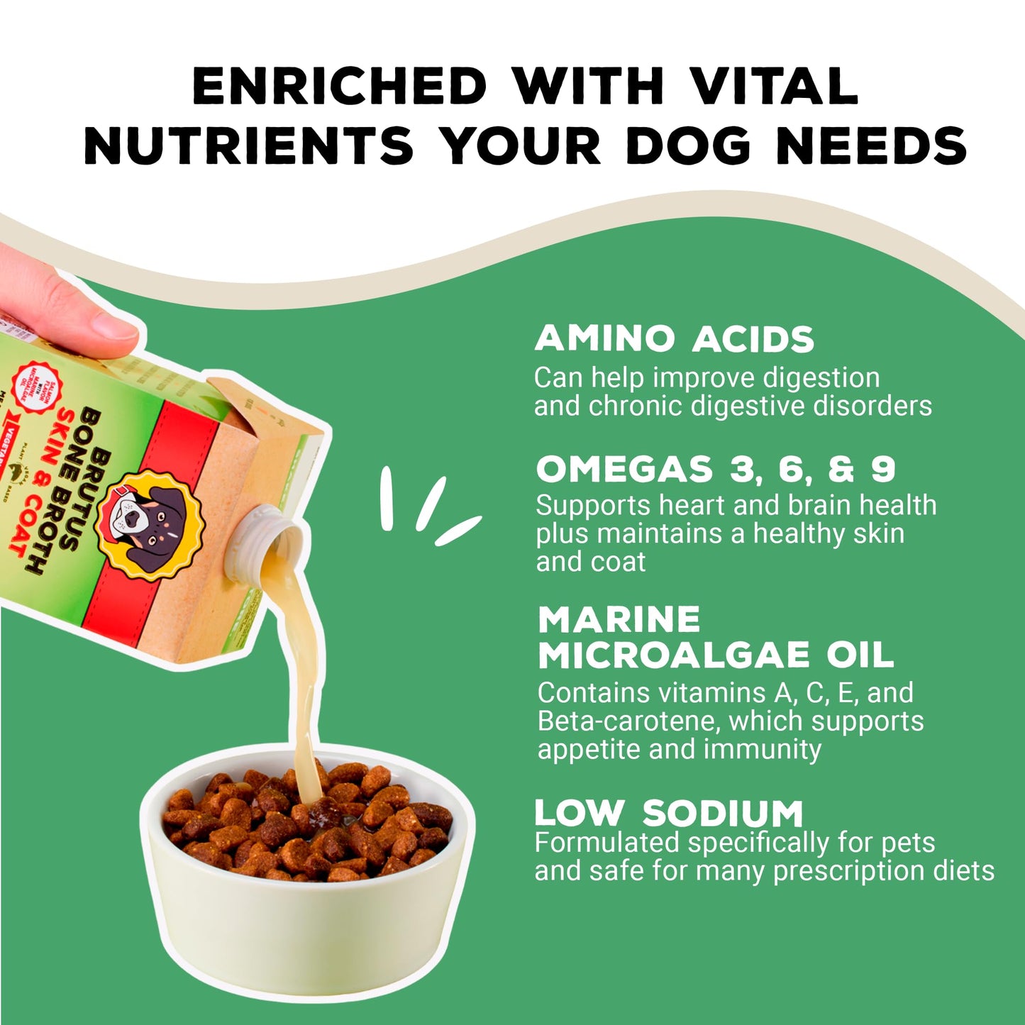 Brutus Bone Broth Vegetable Broth for Dogs, 16.9 oz, All Natural, Made in USA, Hydrating Food Topper, Pack of 6
