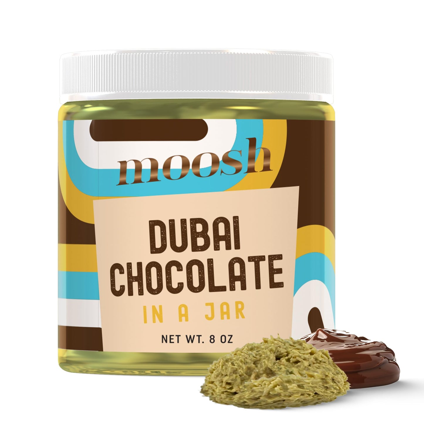 Moosh Dubai Chocolate Jar - Pistachio & Kataifi Chocolate Dessert Spread & Snack, Perfect by the Spoon, for Toast, Pastries & Ca