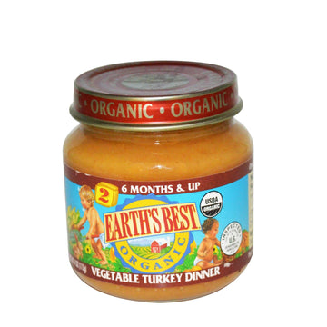 Earth'S Best Organic Vegetable Turkey Dinner Baby Food, 4 Oz Jar