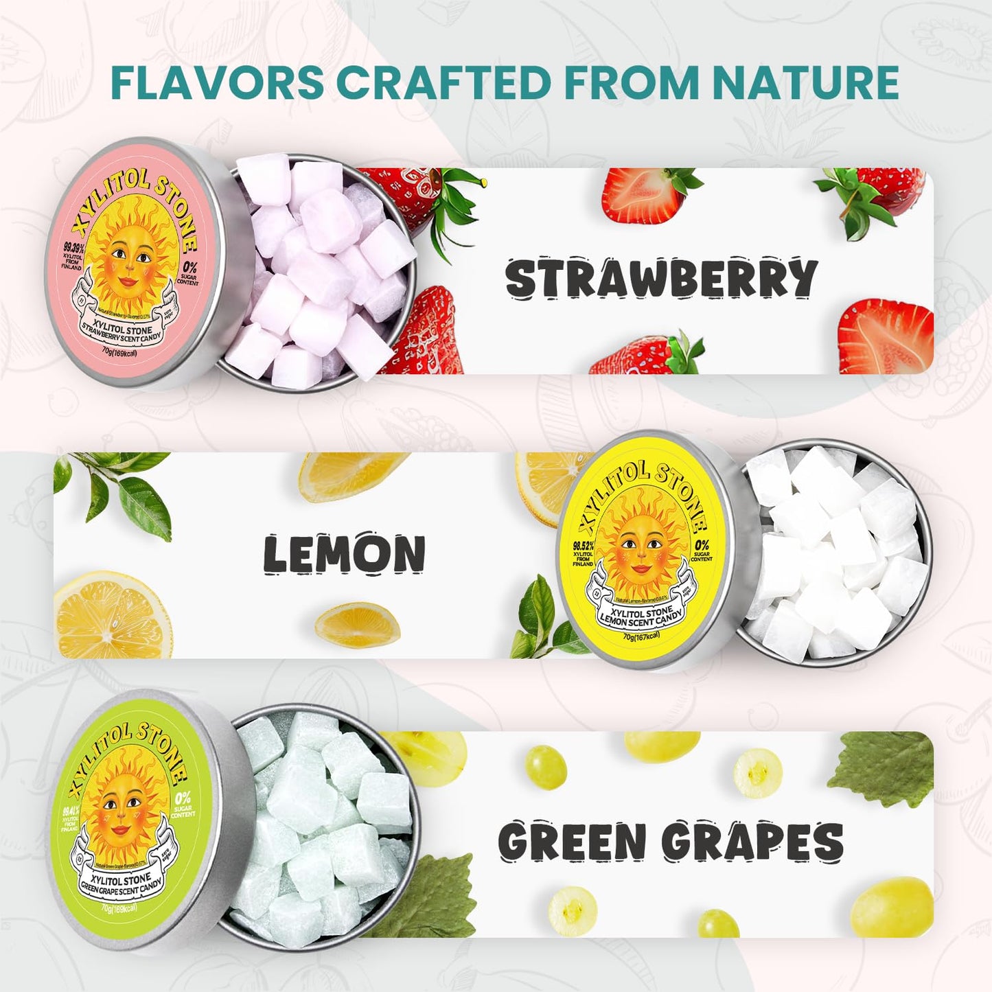 Xylitol Stone Sugar Free Candy - Vegan & Keto Friendly Unique Hard Candy - 100% Natural Flavor Candies - Gluten Free & Non-GMO B