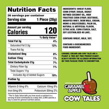 Goetze s Candy Caramel Apple Cow Tales - 2.25 Pound Canister (36 Ounces) - Fresh from the Factory