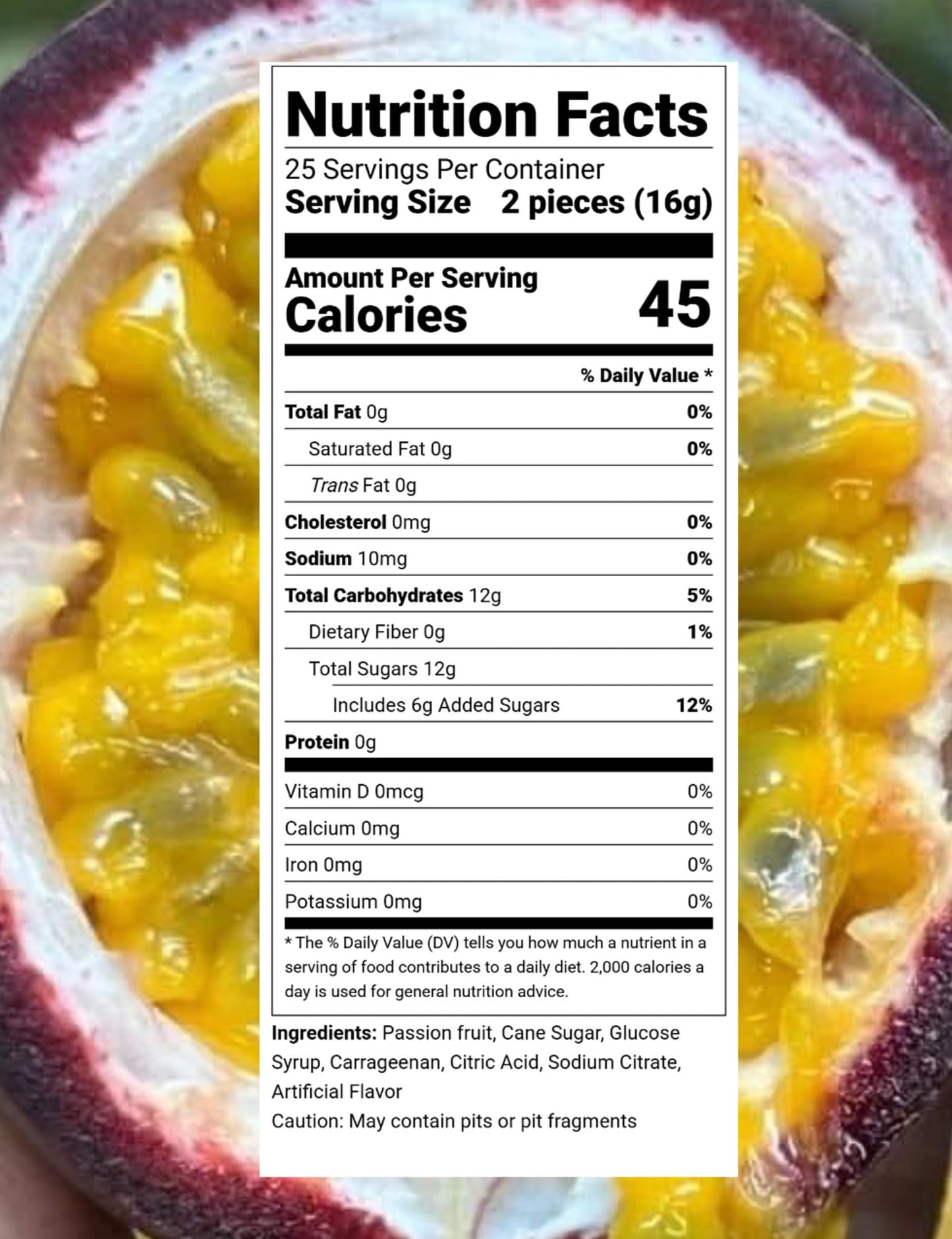 Tropical Fruit Gummies: Passion Fruit - Vegan Chewy Candy Made With Real Fruit, No Preservatives, Exotiv Flavors From Thailand -