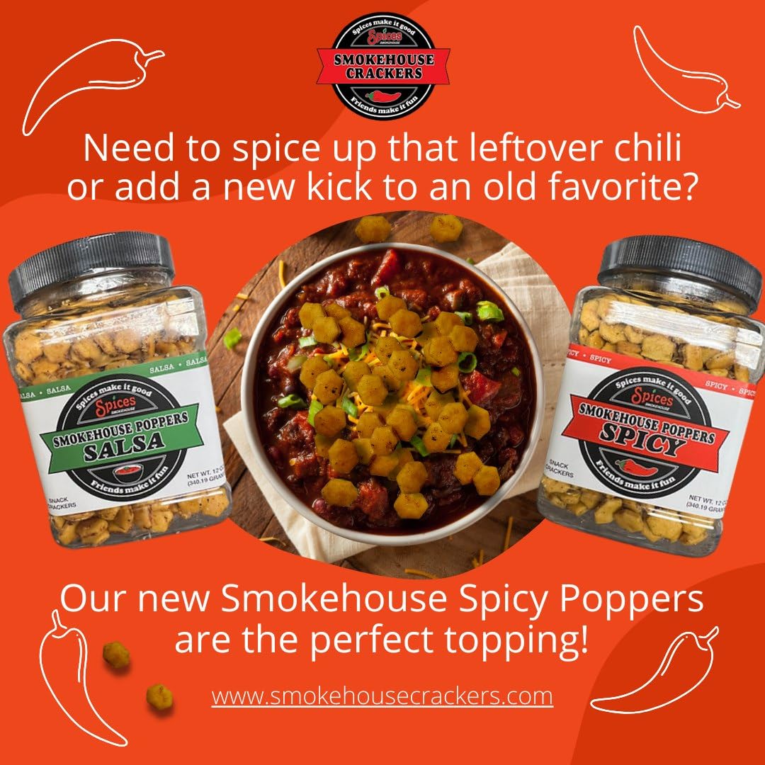 Smokehouse Crackers Poppers Seasoned Oyster Crackers, 12 oz. jars, 3 ct. All Spicy