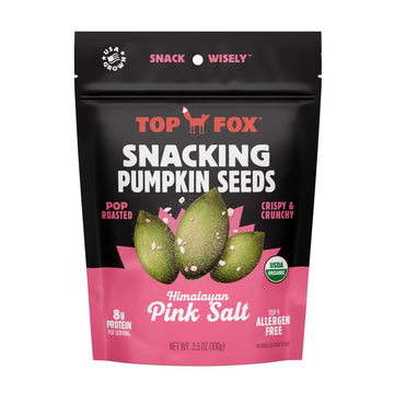Top Fox Snacks - Organic Pop-Roasted Pumpkin Seeds | Healthy Protein Snacks - Gluten Free - Keto And Vegan Friendly (Himalayan Salt, 3.5 Oz - 6 Pack)