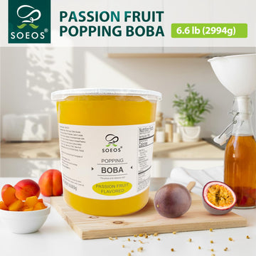 Soeos Passion Fruit Popping Boba Pearls, Bursting Boba for Bubble Tea, 6.6 lb, Yellow