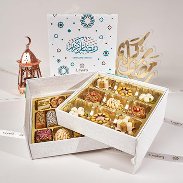 Laylas DELICACIES Mediterranean Gift Box - 23 Bite-Size Pastries - Halal, Vegetarian, Gluten Free - Ramadan Gift Box