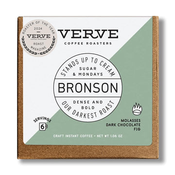 Verve Coffee Roasters Craft Instant Coffee Bronson Blend | French Dark Roast, Ground, Hand-Roasted | Enjoy Hot Or Cold | Up To 6
