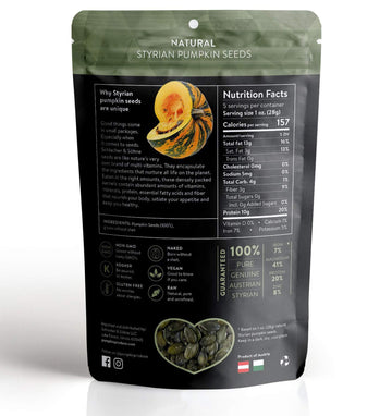 Schlacher & Shne Styrian Pumpkin Seeds, 100% Pure & Natural, Premium Quality Pepitas, Healthy Snacks, Raw, Fresh Superfood, Unsa