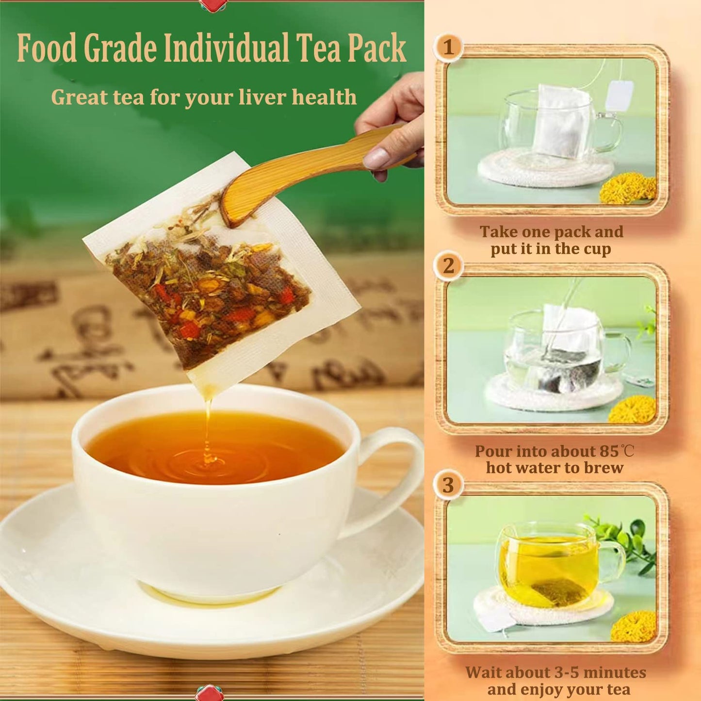 Daily Liver Tea, 18 Flavors Liver Tea With 18 Different Herbs For Better Liver (2 Boxes 60 Bags)
