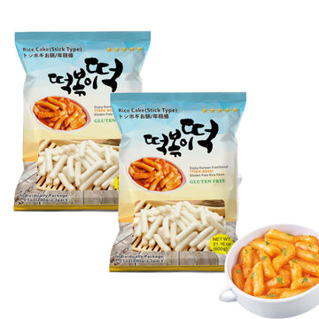 Fusion Select Korean Rice Cakes Tteokbokki Stick Vegan Non-Gmo Gluten Free Tteok Pasta Asian Snacks & Food, Gluten Free (2 Packs