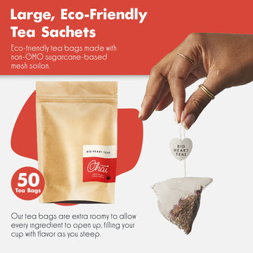 Big Heart Tea Co. Organic Fiery Masala Chai Tea Bags - Herbal Decaf - 50 Pack