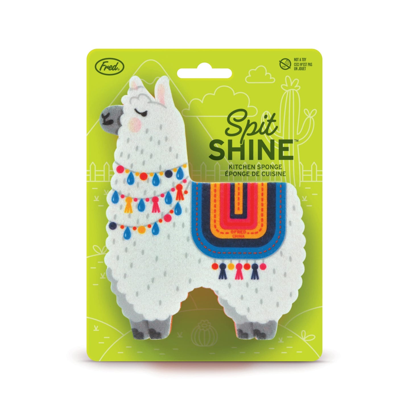 Genuine Fred, Spit Shine, Llama Kitchen Sponge, Multicolor
