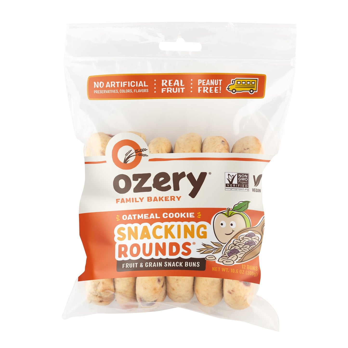 Ozery Bakery Oatmeal Cookie Snacking Rounds, 12 Buns, 10.6 Ounce (Pack of 6)