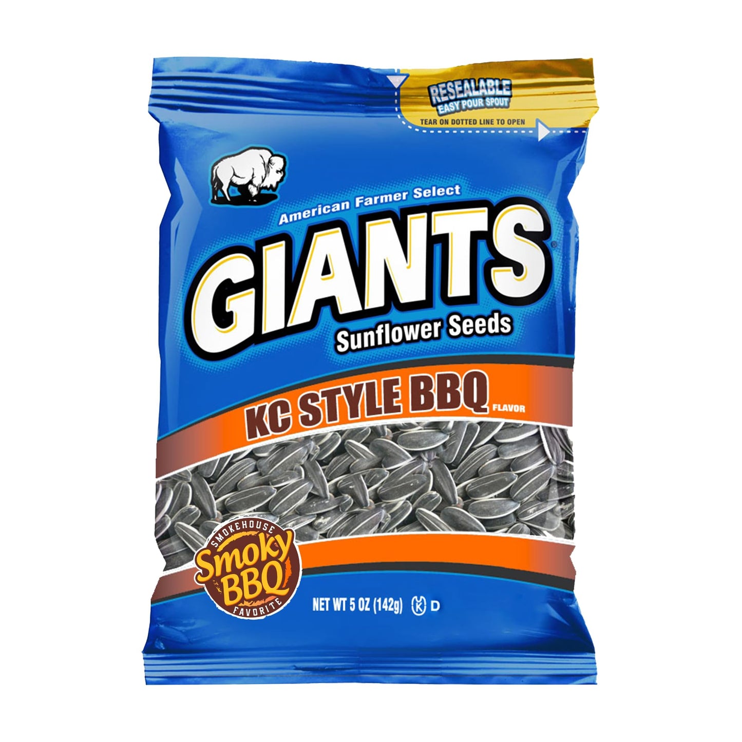 GIANTS Sunflower Seeds BBQ Flavor, 5-Ounce Bags (Pack of 12)